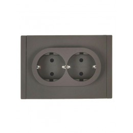 Розетка 2-м СП FORTE&PIANO FP323 16А с заземл. защ. шторки безвинт. крепл. сер. IEK FP-R24-16-1-K03