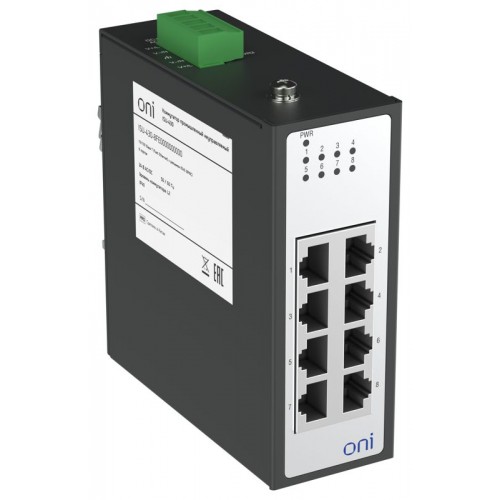 Коммутатор промышленный неуправляемый ISU-430 Ethernet 8 портов 10/100BaseT разъем RJ45 24В AC/12/24/48В DC с резервированием ONI ISU-430-8FE0000000000