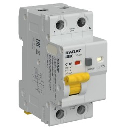 Устройство защиты от дугового пробоя с автоматическим выключателем дифференциального тока (УЗДП + АВДТ) 1P+N C 16А 30мА тип AC KARAT IEK KA-DP12-1-016-C-030-AC