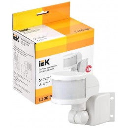 Детектор движения ДД 018 1100Вт угол обз. 270град. 2 полюс. дальн. 12м IP44 бел. IEK LDD10-018B-1100-001