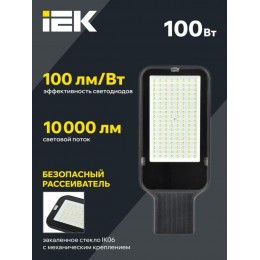 Светильник светодиодный ДКУ 1013-100Д 5000К IP65 уличный консольный IEK LDKU1-1013-100-5000-K03