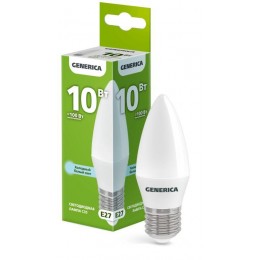 Лампа светодиодная C35 10Вт свеча 6500К E27 230В GENERICA LL-C35-10-230-65-E27-G