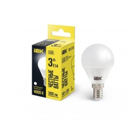 Лампа светодиодная G45 3Вт шар 4000К нейтр. бел. E14 216лм 230-240В IEK LLE-G45-3-230-40-E14