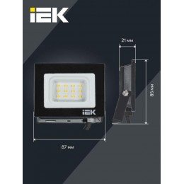 Прожектор светодиодный СДО 06-10 6500К IP65 черн. IEK LPDO601-10-65-K02