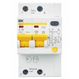 Выключатель автоматический дифференциального тока 2п C 10А 30мА тип AC 4.5кА АД-12 KARAT IEK MAD10-2-010-C-030