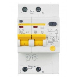 Выключатель автоматический дифференциального тока 2п C 16А 10мА тип AC 4.5кА АД-12 KARAT IEK MAD10-2-016-C-010