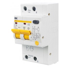 Выключатель автоматический дифференциального тока 2п C 16А 30мА тип AC 4.5кА АД-12 KARAT IEK MAD10-2-016-C-030