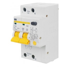 Выключатель автоматический дифференциального тока 2п C 16А 100мА тип AC 4.5кА АД-12 KARAT IEK MAD10-2-016-C-100