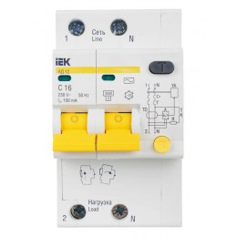 Выключатель автоматический дифференциального тока 2п C 16А 100мА тип AC 4.5кА АД-12 KARAT IEK MAD10-2-016-C-100