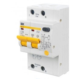 Выключатель автоматический дифференциального тока 2п C 25А 30мА тип AC 4.5кА АД-12 KARAT IEK MAD10-2-025-C-030