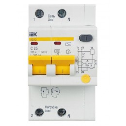 Выключатель автоматический дифференциального тока 2п C 25А 100мА тип AC 4.5кА АД-12 KARAT IEK MAD10-2-025-C-100