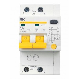 Выключатель автоматический дифференциального тока 2п C 32А 100мА тип AC 4.5кА АД-12 KARAT IEK MAD10-2-032-C-100