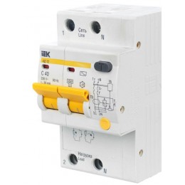 Выключатель автоматический дифференциального тока 2п C 40А 30мА тип AC 4.5кА АД-12 KARAT IEK MAD10-2-040-C-030