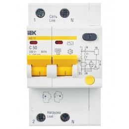 Выключатель автоматический дифференциального тока 2п C 50А 100мА тип AC 4.5кА АД-12 KARAT IEK MAD10-2-050-C-100