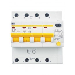 Выключатель автоматический дифференциального тока 4п C 32А 100мА тип AC 4.5кА АД-14 KARAT IEK MAD10-4-032-C-100