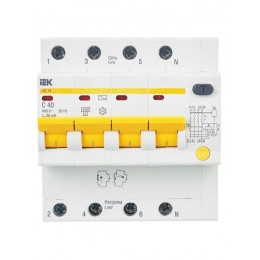 Выключатель автоматический дифференциального тока 4п C 40А 30мА тип AC 4.5кА АД-14 KARAT IEK MAD10-4-040-C-030