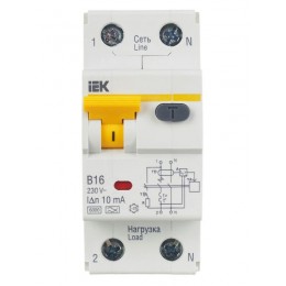 Выключатель автоматический дифференциального тока 2п (1P+N) B 16А 10мА тип A 6кА АВДТ-32 KARAT IEK MAD22-5-016-B-10