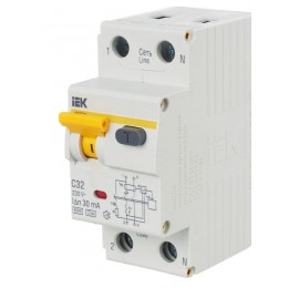 Выключатель автоматический дифференциального тока 2п (1P+N) C 32А 30мА тип A 6кА АВДТ-32 KARAT IEK MAD22-5-032-C-30