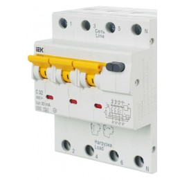 Выключатель автоматический дифференциального тока 4п (3P+N) C 32А 30мА тип A 6кА АВДТ-34 KARAT IEK MAD22-6-032-C-30