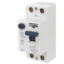 Выключатель дифференциального тока (УЗО) 2п 32А 30мА тип AC ВД1-63 GENERICA MDV15-2-032-030