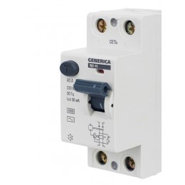 Выключатель дифференциального тока (УЗО) 2п 40А 30мА тип AC ВД1-63 GENERICA MDV15-2-040-030