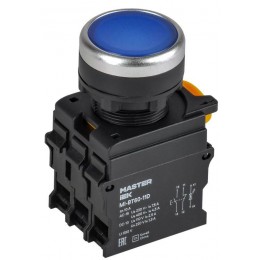 Кнопка d22мм 1НО+1НЗ MASTER с подсветкой син. IEK MI-BT60-11D-3-12-K07