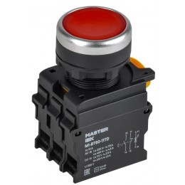 Кнопка d22мм 1НО+1НЗ MASTER с подсветкой и фиксацией красн. IEK MI-BT60-11TD-3-11-K04