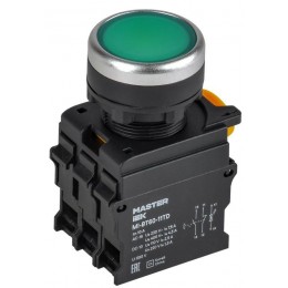 Кнопка d22мм 1НО+1НЗ MASTER с подсветкой и фиксацией зел. IEK MI-BT60-11TD-3-11-K06