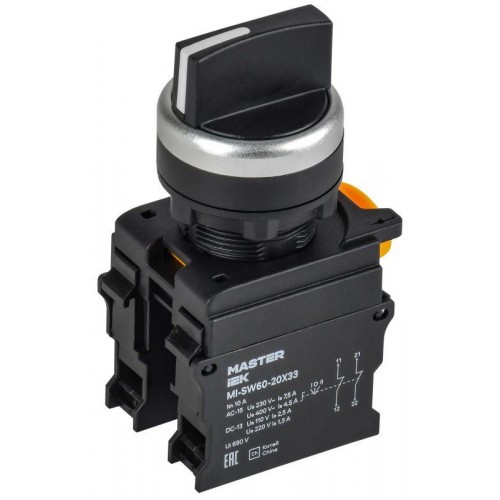 Переключатель 3 полож. 2НЗ возвратный черн. MASTER IEK MI-SW60-20X33-5-24-3-K02