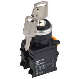 Переключатель 3 полож. 1НО+1НЗ с ключом черн. MASTER IEK MI-SW60-20Y-3-34-3-K02