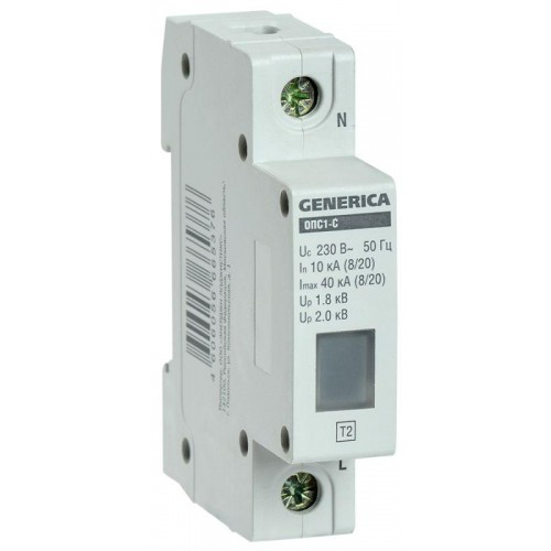 Ограничитель перенапряжения ОПС1-C 1Р 10/40кА 230В GENERICA IEK MOP20-1-C-G