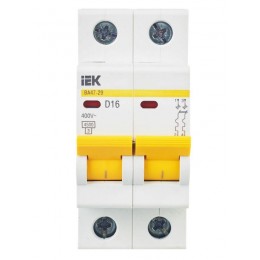 Выключатель автоматический модульный 2п D 16А 4.5кА ВА47-29 KARAT IEK MVA20-2-016-D