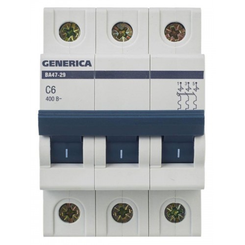 Выключатель автоматический модульный 3п C 6А 4.5кА ВА47-29 GENERICA MVA25-3-006-C