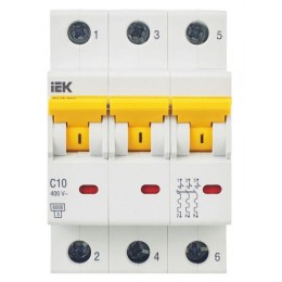 Выключатель автоматический модульный 3п C 10А 6кА ВА47-60M KARAT IEK MVA31-3-010-C