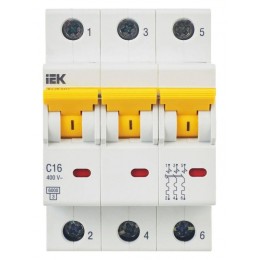 Выключатель автоматический модульный 3п C 16А 6кА ВА47-60M KARAT IEK MVA31-3-016-C