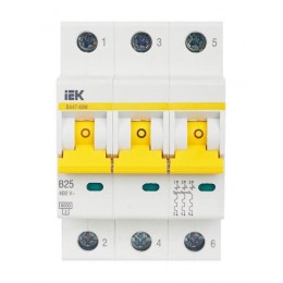 Выключатель автоматический модульный 3п B 25А 6кА ВА47-60M KARAT IEK MVA31-3-025-B
