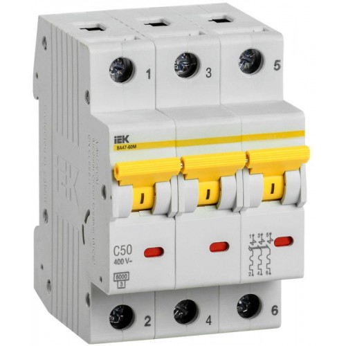 Выключатель автоматический модульный 3п C 50А 6кА ВА47-60M IEK MVA31-3-050-C