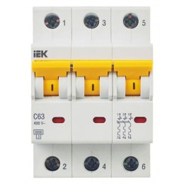 Выключатель автоматический модульный 3п C 63А 6кА ВА47-60M KARAT IEK MVA31-3-063-C