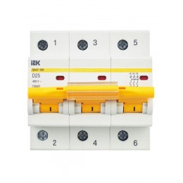 Выключатель автоматический модульный 3п D 25А 10кА ВА47-100 KARAT IEK MVA40-3-025-D