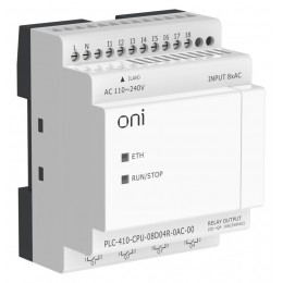 Модуль ЦПУ ПЛК 410 8 DI 4 RO 220В AC с Ethernet портом без экрана ONI PLC-410-CPU-08D04R-0AC-00