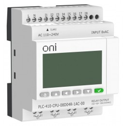 Модуль ЦПУ ПЛК 410 8 DI 4 RO 220В AC с Ethernet портом с экраном ONI PLC-410-CPU-08D04R-1AC-00
