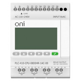 Модуль ЦПУ ПЛК 410 8 DI 4 RO 220В AC с Ethernet портом с экраном ONI PLC-410-CPU-08D04R-1AC-00