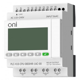Модуль ЦПУ ПЛК 410 8 DI 4 RO 220В AC с Ethernet портом с экраном ONI PLC-410-CPU-08D04R-1AC-00