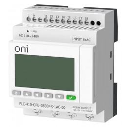 Модуль ЦПУ ПЛК 410 8 DI 4 RO 220В AC с Ethernet портом с экраном ONI PLC-410-CPU-08D04R-1AC-00