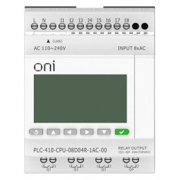 Модуль ЦПУ ПЛК 410 8 DI 4 RO 220В AC с Ethernet портом с экраном ONI PLC-410-CPU-08D04R-1AC-00