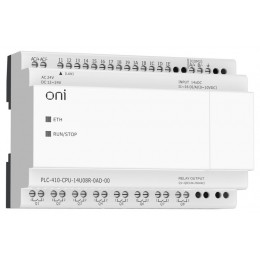 Модуль ЦПУ ПЛК 410 8 DI 6 UI (0-10В/DI) 8 RO 12В-24В DC или 24В AC с Ethernet портом без экрана ONI PLC-410-CPU-14U08R-0AD-00