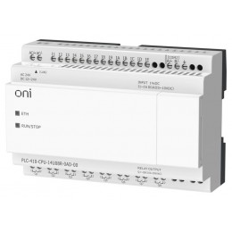 Модуль ЦПУ ПЛК 410 8 DI 6 UI (0-10В/DI) 8 RO 12В-24В DC или 24В AC с Ethernet портом без экрана ONI PLC-410-CPU-14U08R-0AD-00