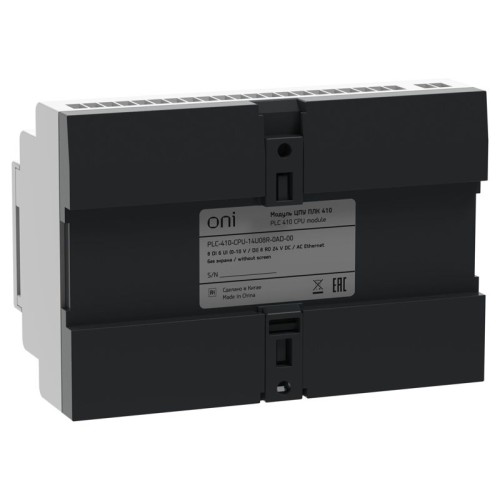 Модуль ЦПУ ПЛК 410 8 DI 6 UI (0-10В/DI) 8 RO 12В-24В DC или 24В AC с Ethernet портом без экрана ONI PLC-410-CPU-14U08R-0AD-00