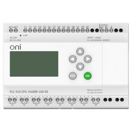 Модуль ЦПУ ПЛК 410 8 DI 6 UI (0-10В/DI) 8 RO 12В-24В DC или 24В AC с Ethernet портом с экраном ONI PLC-410-CPU-14U08R-1AD-00