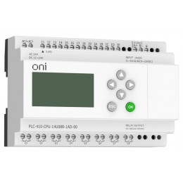 Модуль ЦПУ ПЛК 410 8 DI 6 UI (0-10В/DI) 8 RO 12В-24В DC или 24В AC с Ethernet портом с экраном ONI PLC-410-CPU-14U08R-1AD-00